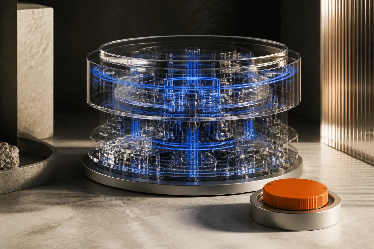 Transparent layered intelligence system with a physical orange control