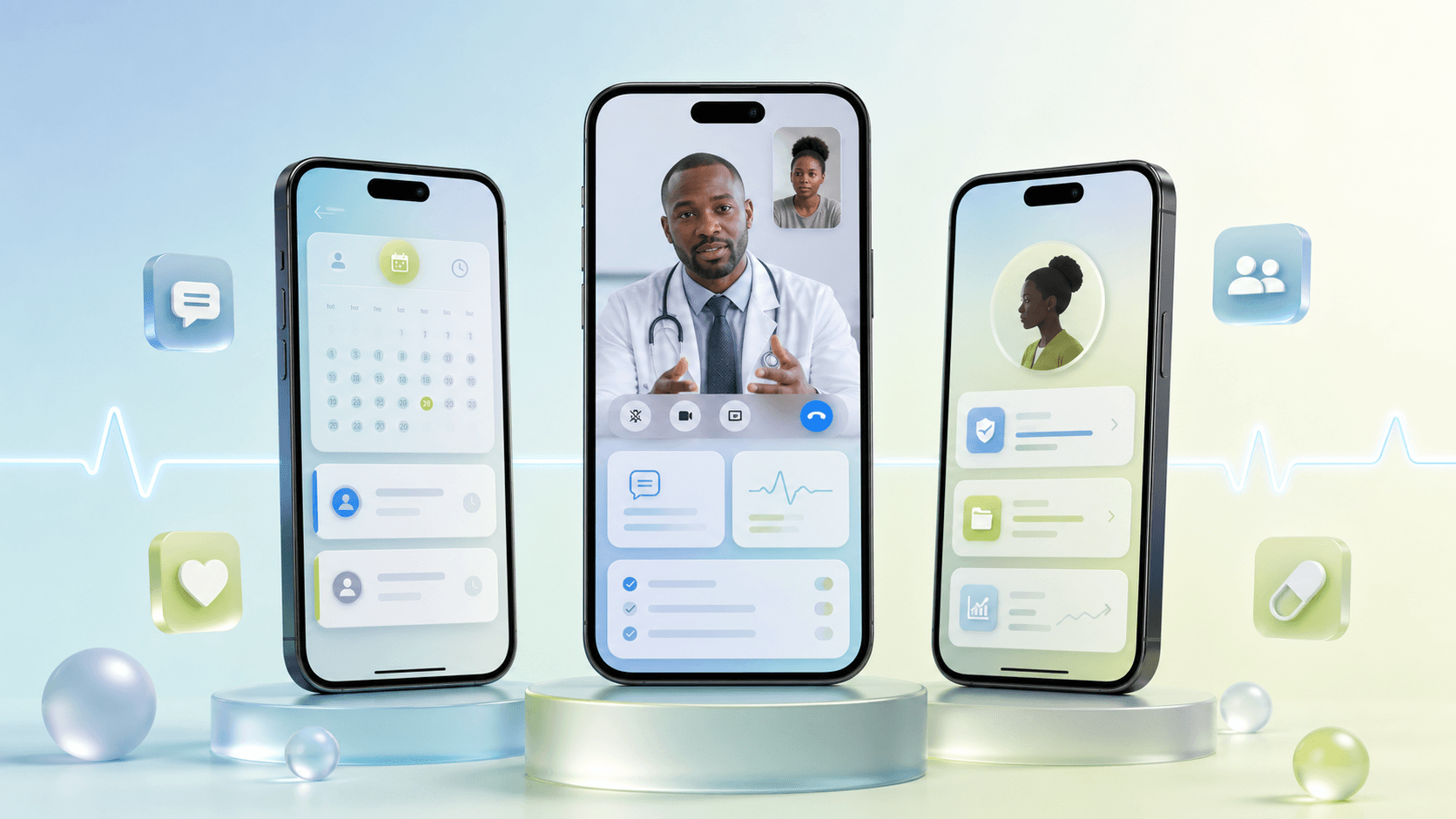 Three-dimensional Utano mobile experience for appointments, video consultations, and prescriptions